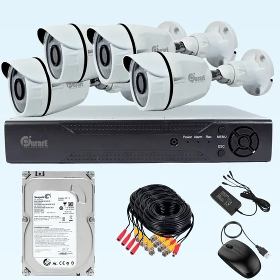 Kit Seguridad Full Hd Dvr + 4 Camaras Hd 1.3 Mp + Disco 320g