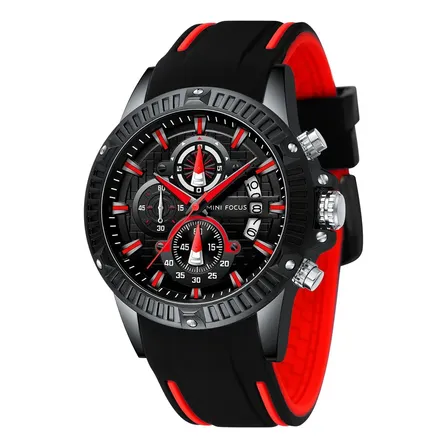 Relógios De Pulso Masculino Quartzo Original Aço Calendário Vermelho