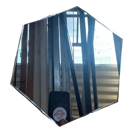 Espejo  Hexagonal 23,5cm  Pack 5 Unid. Plateado