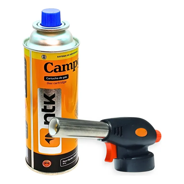 Kit Maçarico Culinário Cozinha Portátil + 1 Gás Refil Ntk