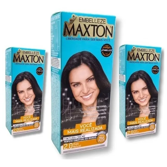 Tinta P/ Cabelos Maxton Embelleze 2.0 Preto Natural 3unid