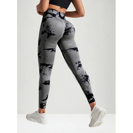 Legging T K F Deportivo Tie Dye Gris Push Up Para Mujer