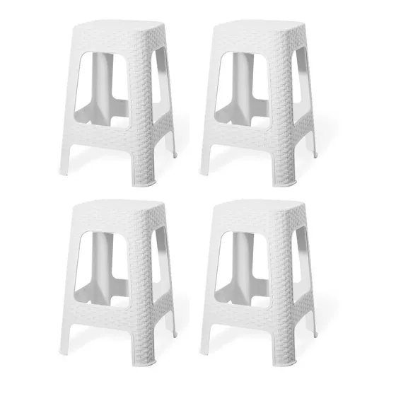 Banqueta Banquito Apilable Símil Rattan Plástico X4