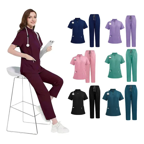Pijama Quirurgica Antifluido Uniformes Quirurgicos Filipina Rojo Vino M