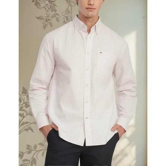 Camisa Tommy Hilfiger - Rosada A Cuadritos - Talle S