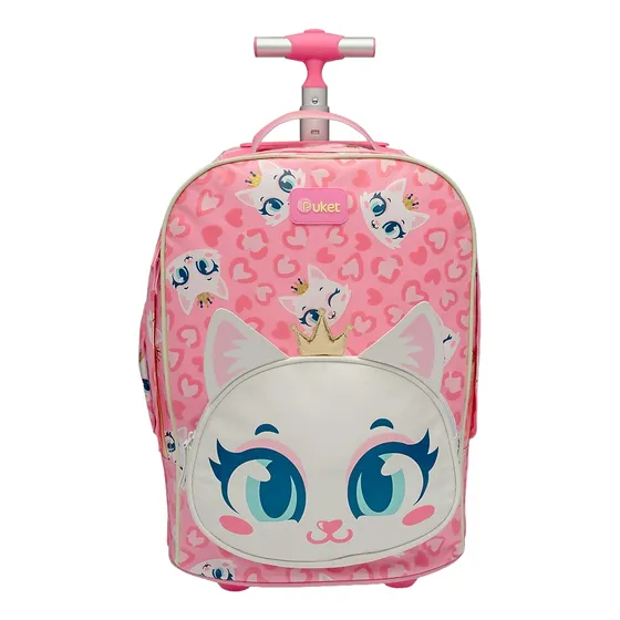 Mochila Grande Com Rodinha Gata Romântica Puket
