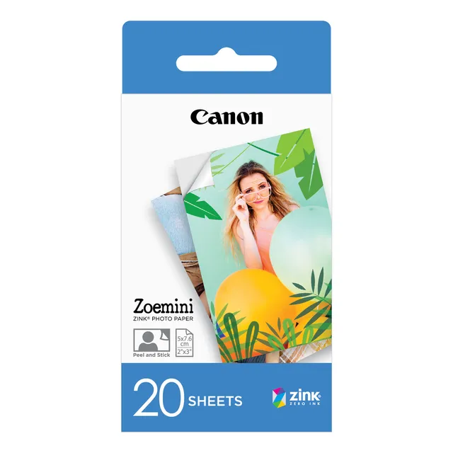 Papel Canon Zoemini Zink Zp-2030 5×7.6cm 20 Hojas