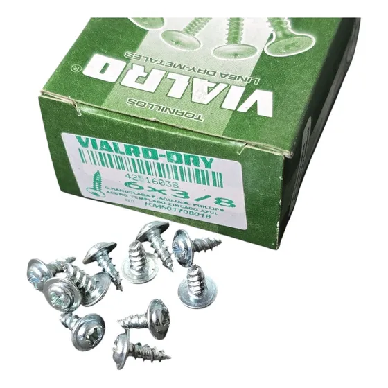 200 Tornillos Cabeza Flangeada Punta Aguja Autoperf. 6x3/8