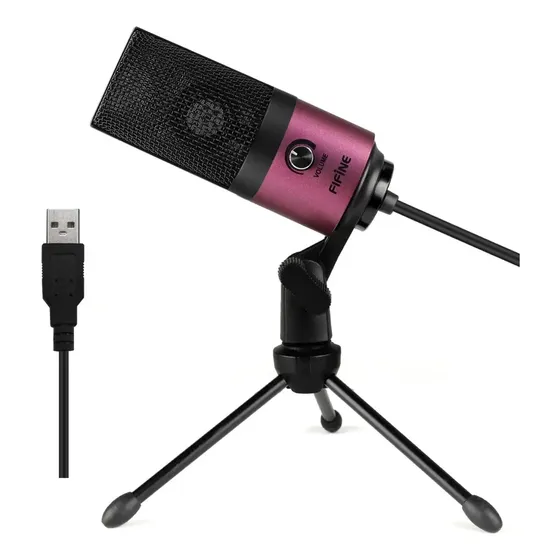 Micrófono Condensador Fifine K669B Cardioide Rosa USB para PC y Mac