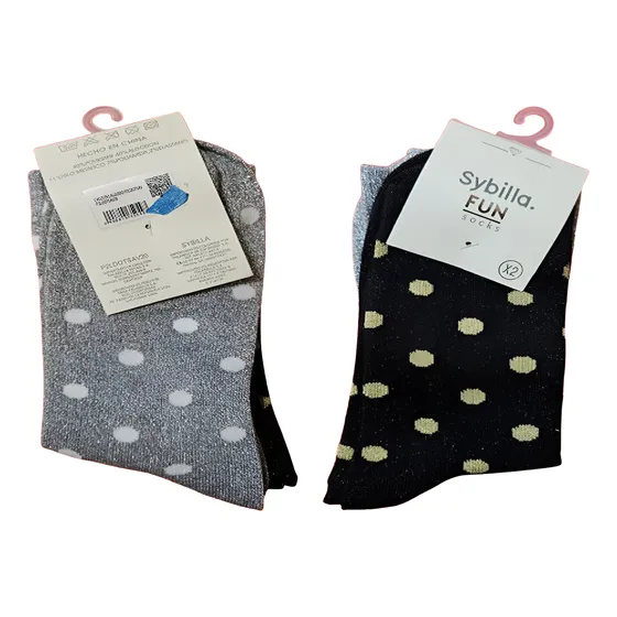 Pack 2 Calcetines Mujer Sybilla Plateado Y Negro