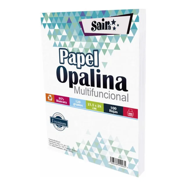 Opalina Delgada 120 Gramos Paquete Con 100 Hojas Color Blanco