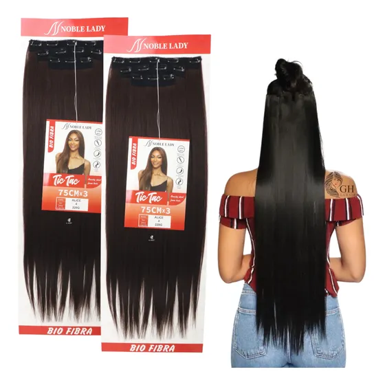 Combo 2 Apliques De Tic Tac Liso - Alice - Fibra Premium Cor Castanho Medio Cor 04