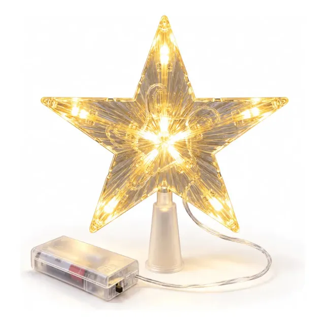 Estrela Led Ponteira De Árvore Natalina Iluminada Cristal De Branco
