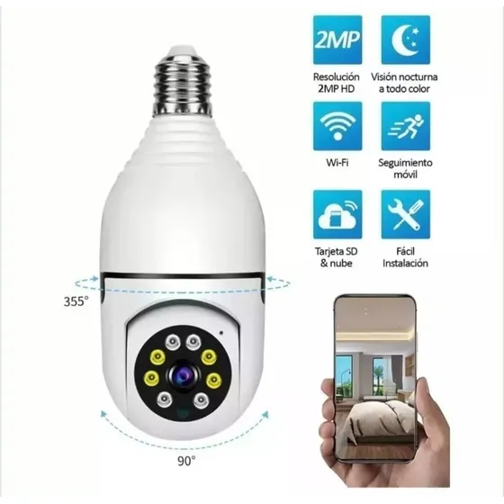 Cámara Bombillo De Seguridad Ip Inalámbrica Robótica Wifi