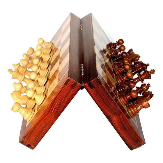 Juego De Mesa Ajedrez De Madera Magnetico Tablero Plegable