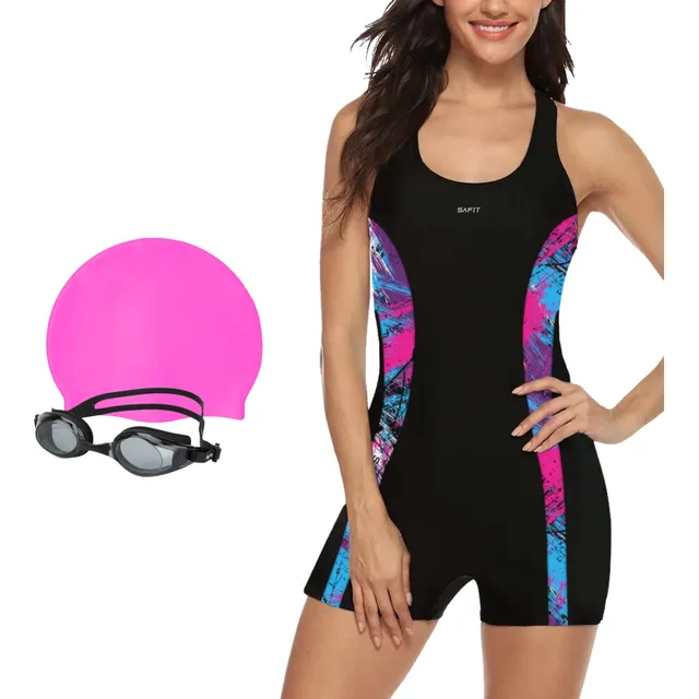 Combo Malla Con Short Mujer + Antiparra+gorro Silicona Safit