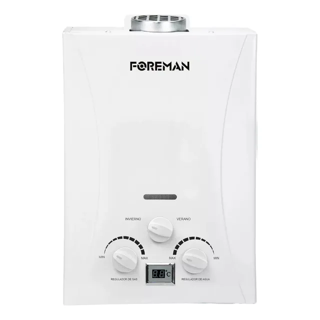 Calentador de agua instantáneo a gas Lp 6l por minuto Foreman blanco