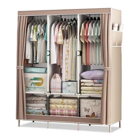 Ropero Desmontable Transportable De Tela Tnt Organizador Color Marrón claro