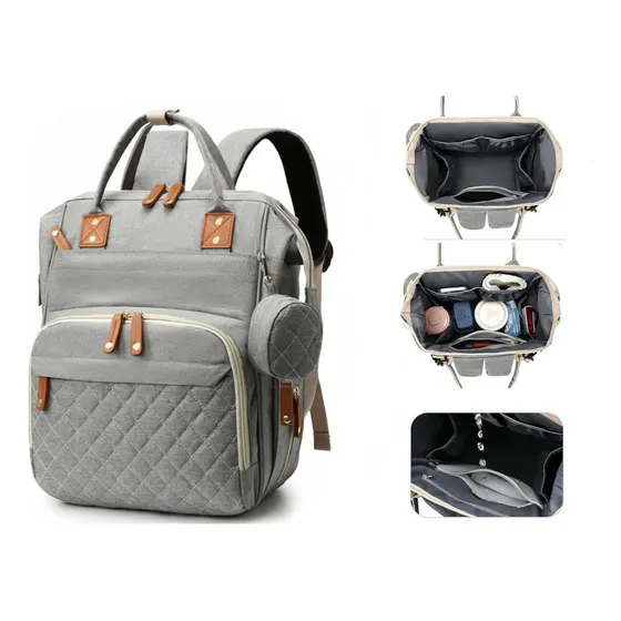 Mochila 3 En 1 Pañalera Cuna Y Mudador Portátil Bebés Para