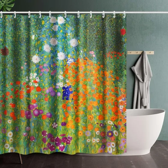 Invin Art Juego Cortina Ducha Baño Gancho Jardin Flor Gustav