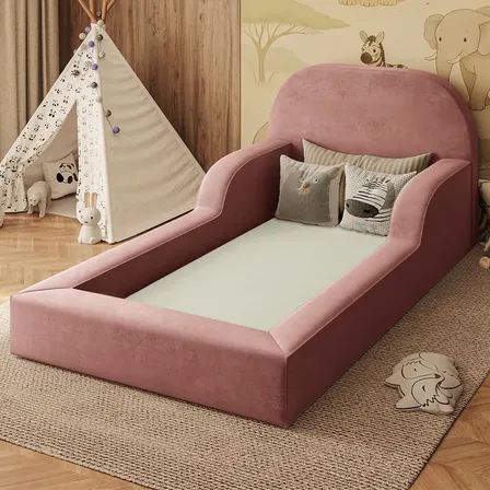 Cama Colchão Montessoriana Infantil Proteção Lateral Balaqui Cor Rosa