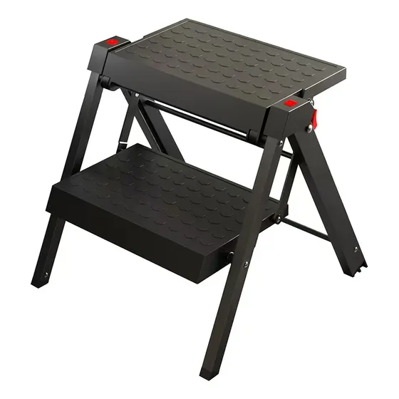 Escalera Plegable Negra De Dos Peldaños Para Puerta