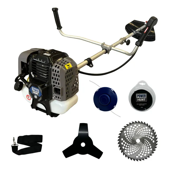 Desbrozadora Desmalezadora A Gasolina 52cc 2.5hp Black Wiro By Power Hunt Con Disco Cabezal Y Cuchilla