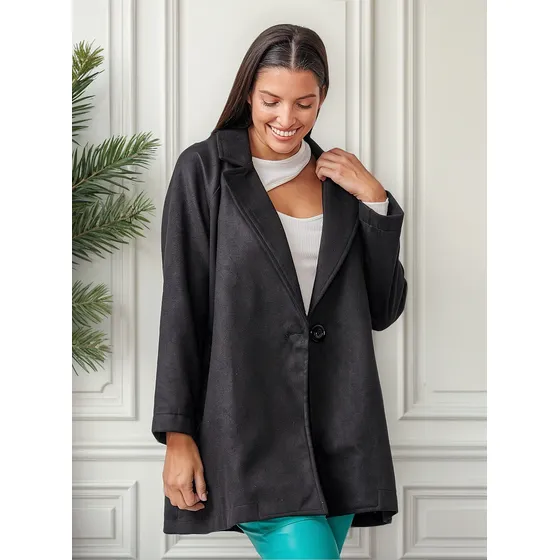 Maxi Tapado Saco De Paño Manga Ranglan Bolsillo Talle Grande