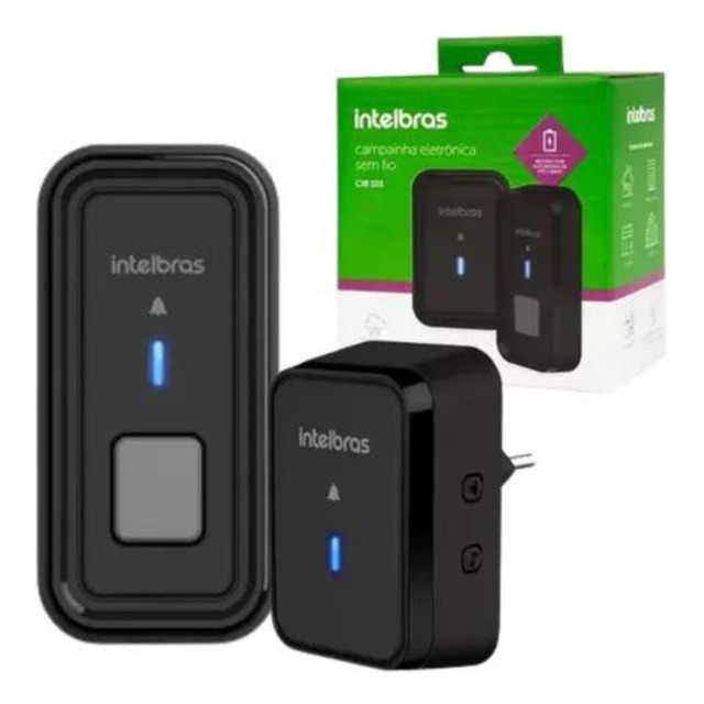 Campainha Sem Fio Cib 101 Intelbras Alcance Até 100 Metros Cor Preto