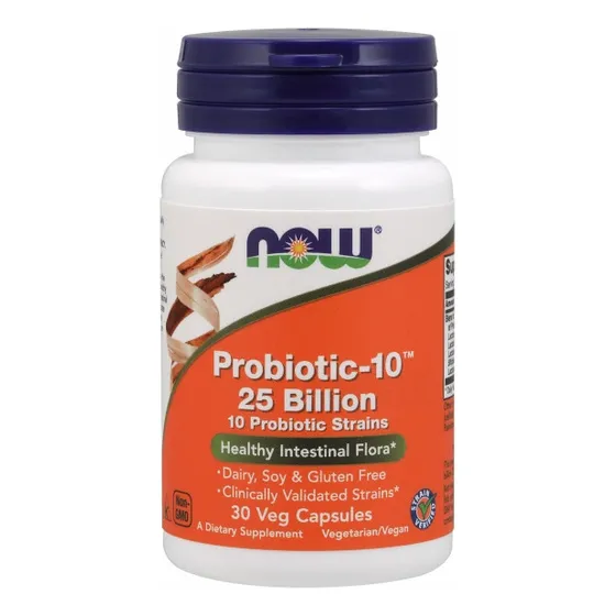 Probiótico Supplement Now Foods: 10, 25 Mil Millones, 30 Cáp