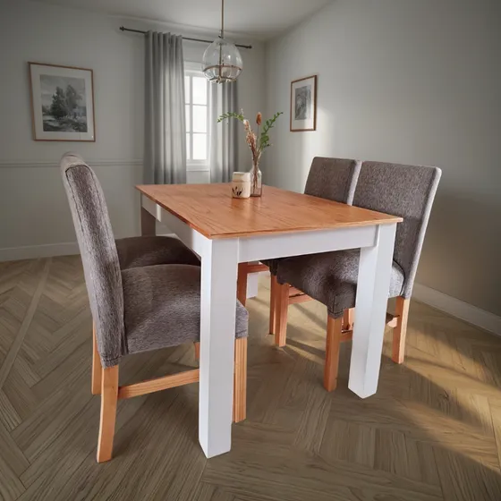 Mesa 120 Con 4 Sillas Laqueada Juego De Comedor