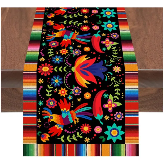 Camino Mesa Lino Para Fiesta Mexicana 72 X 13  Largo Dia