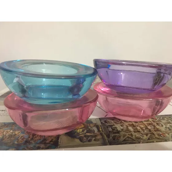 Porta Vela Cristal Color Glass Usa De 7,6cm
