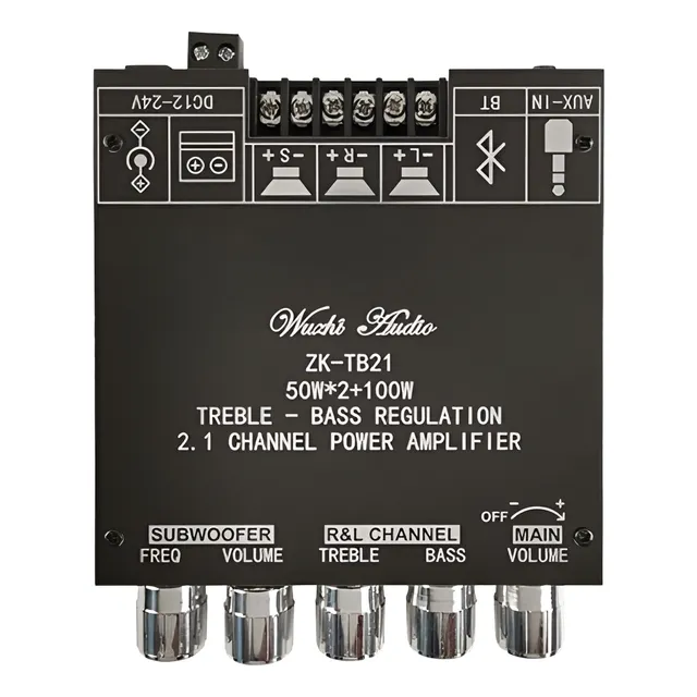 Amplificador Bluetooth 2.1 2x50w+100w Subwoofer C/fuente 24v