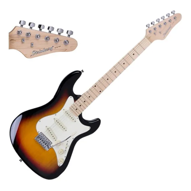 Guitarra Elétrica Strinberg Sts Series Sts100 Stratocaster De Tília Sunburst Brilhante Com Diapasão De Bordo