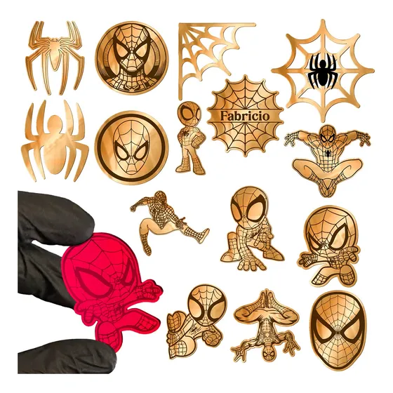 25 Apliques Homem Aranha Acrílico Espelhado Enfeite Luxo 5cm
