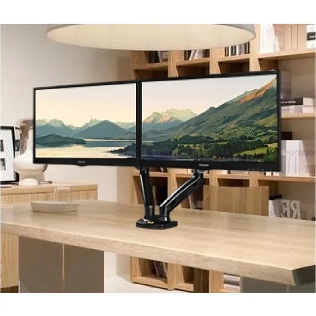 Soporte Ergonómico De Mesa Para Tv/monitor 2 Brazos 17-27 Color Negro