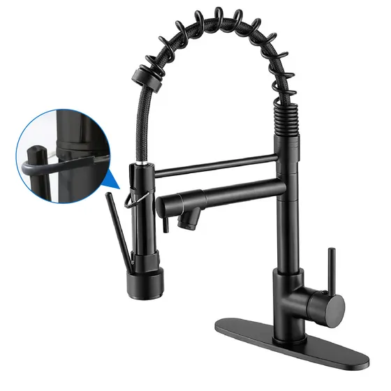 Llave Lavaplatos Monocontrol Extensible Negro Mate Para Cocina Dos Modos Con Cabezal Desplegable