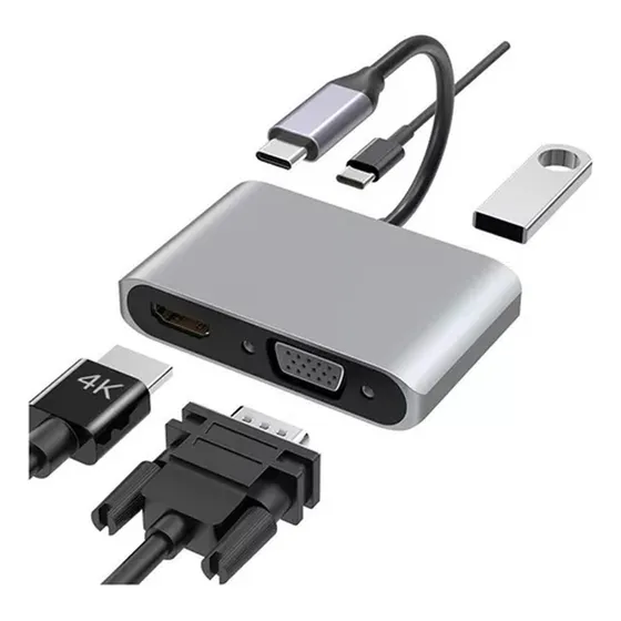 Adaptador Usb Tipo C A Hdmi Vga Convertidor De Vídeo 4k