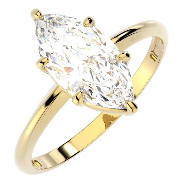 Anillo Compromiso Marquise Moissanita 2ct Oro 10k Dorado 8