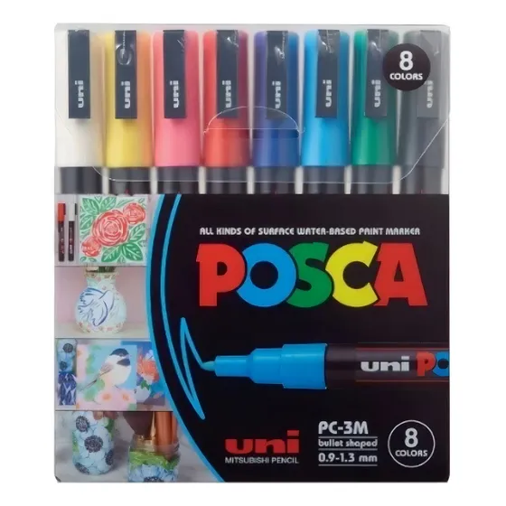 Marcadores Posca Pc-3m Set Estuche X 8 Colores