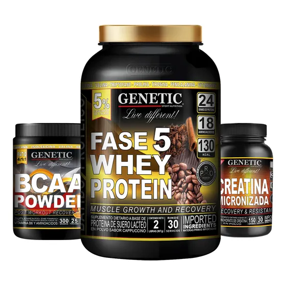 Crecimiento Muscular Creatina Proteína Aminos Bcaa Genetic