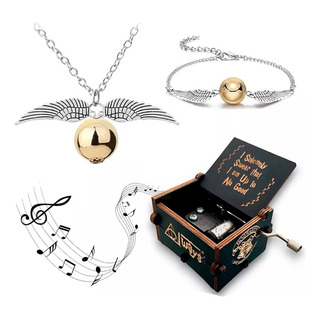 3pz Caja Musical Harry Potter Con Collar Y Pulsera Snitch 3pz Caja Musical Harry Potter Con Collar Y Pulsera Snitch