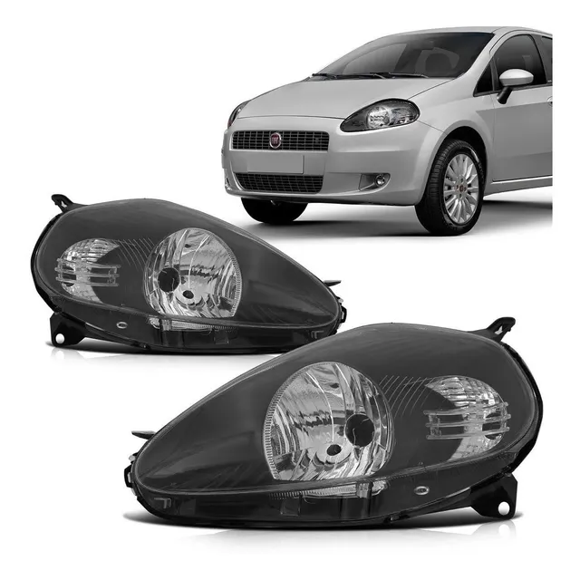 Par Farol Fiat Punto 07 08 2009 2010 2011 2012 Máscara Negra