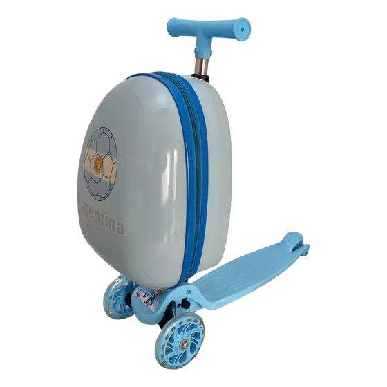 Monopatín Monobag MB01 Patineta Mochila Rígida Valija Luces Diseño Argentina Celeste