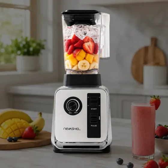 Licuadora Profesional Nevashel Kitchen Potente 2 Litros Con Vaso De Plástico Para Comercios Restaurantes Licuados Frappés Smoothies Y Pica Hielo