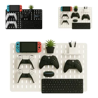 Pegboard Premium Mdf Setup Gamer Home Office Branco Deitado Pegboard Premium Mdf Setup Gamer Home Office Branco Deitado