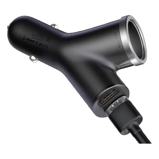 Cargador De Auto Usb Dual Y Ranura Para Encendedor Negro