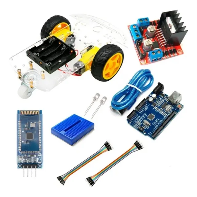 Robot Carro Arduin Uno Bluetooth Protoboard Puente H L298