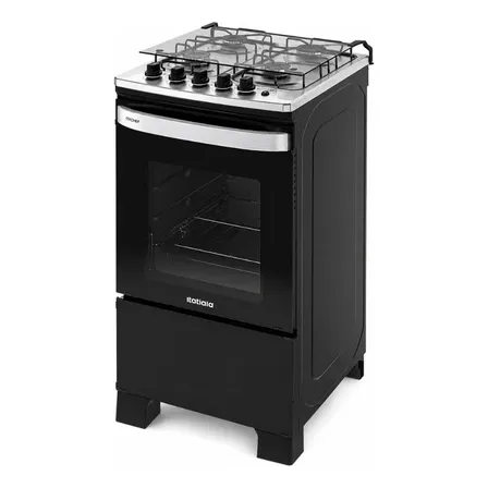Fogão 4 Bocas Itatiaia Itachef Preto Mesa De Aço Inox Preto 127/220v